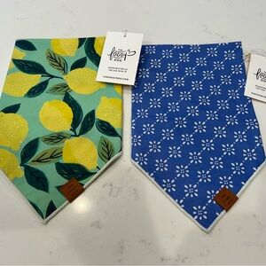 The Foggy Dog Bandana Set (M) - Lemon Zest & Eyelet Stripe